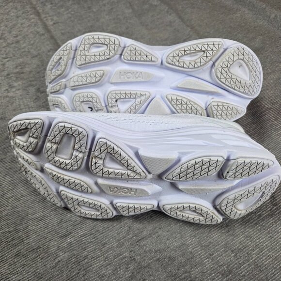 Hoka Bondi 8 Womens Running Shoes Size 8.5 Triple White Neutral Hot Girl Walk - Picture 7 of 11